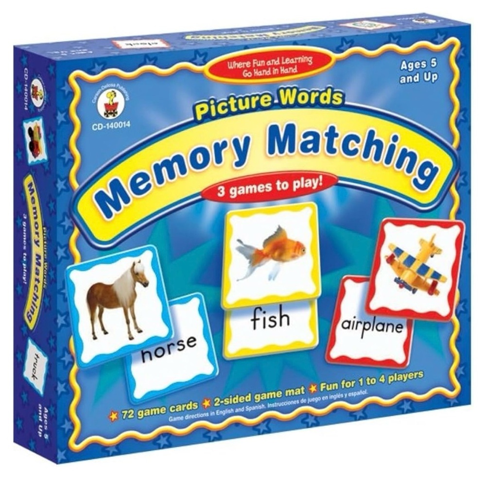 NEW Picture Words: Memory Matching w/Three Levels Of Words, Educational, Ages 5+